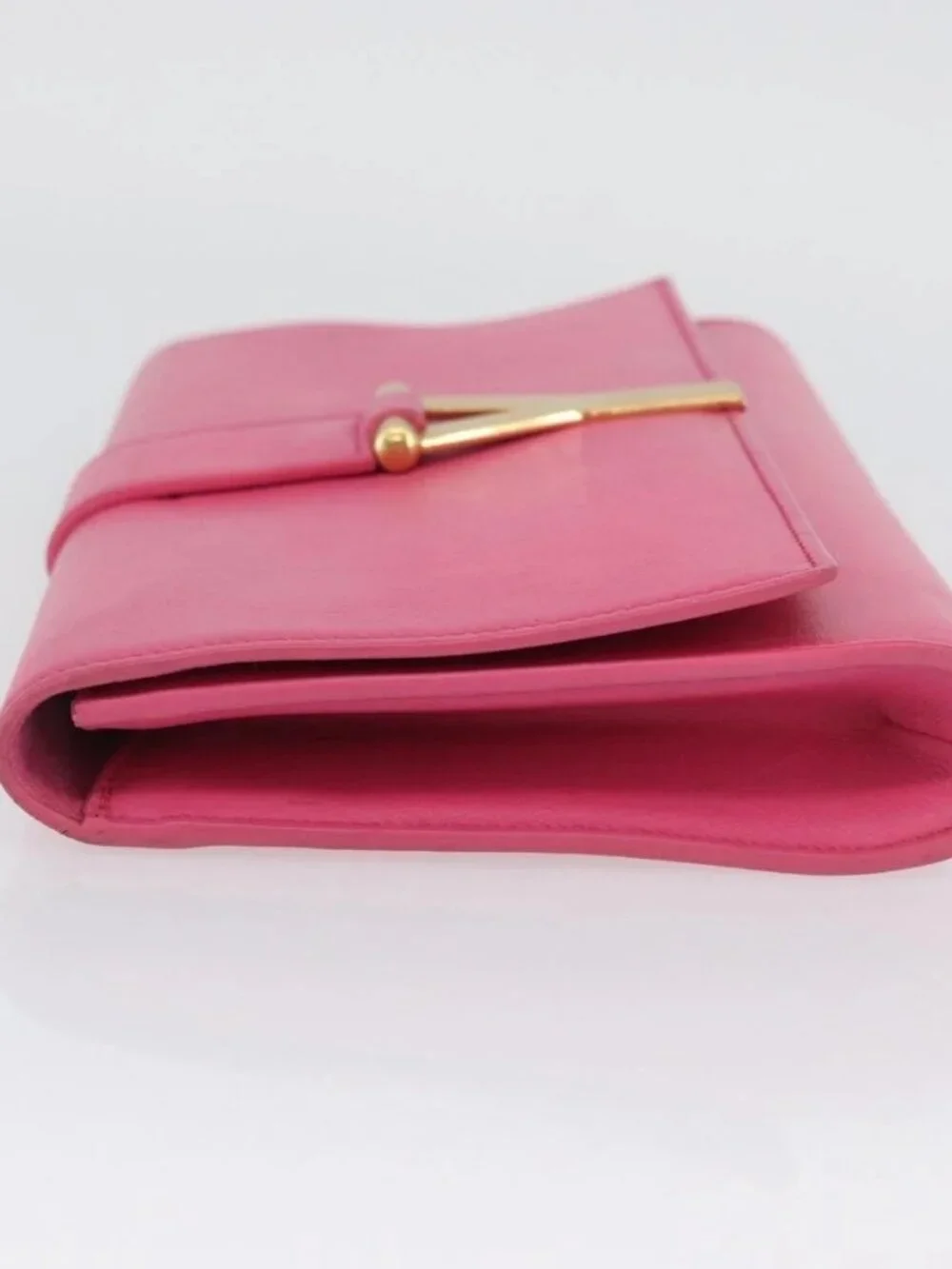 SAINT LAURENT Y Line Clutch Bag Leather Pink Gold 311213 Auth LNZ490A - Picture 6 of 16